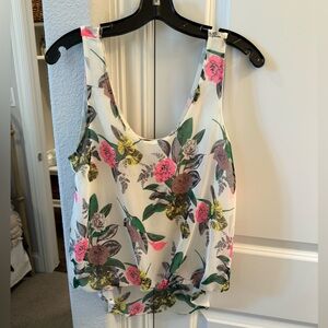 Astr Floral Tank Top with Pink and Green Accents
